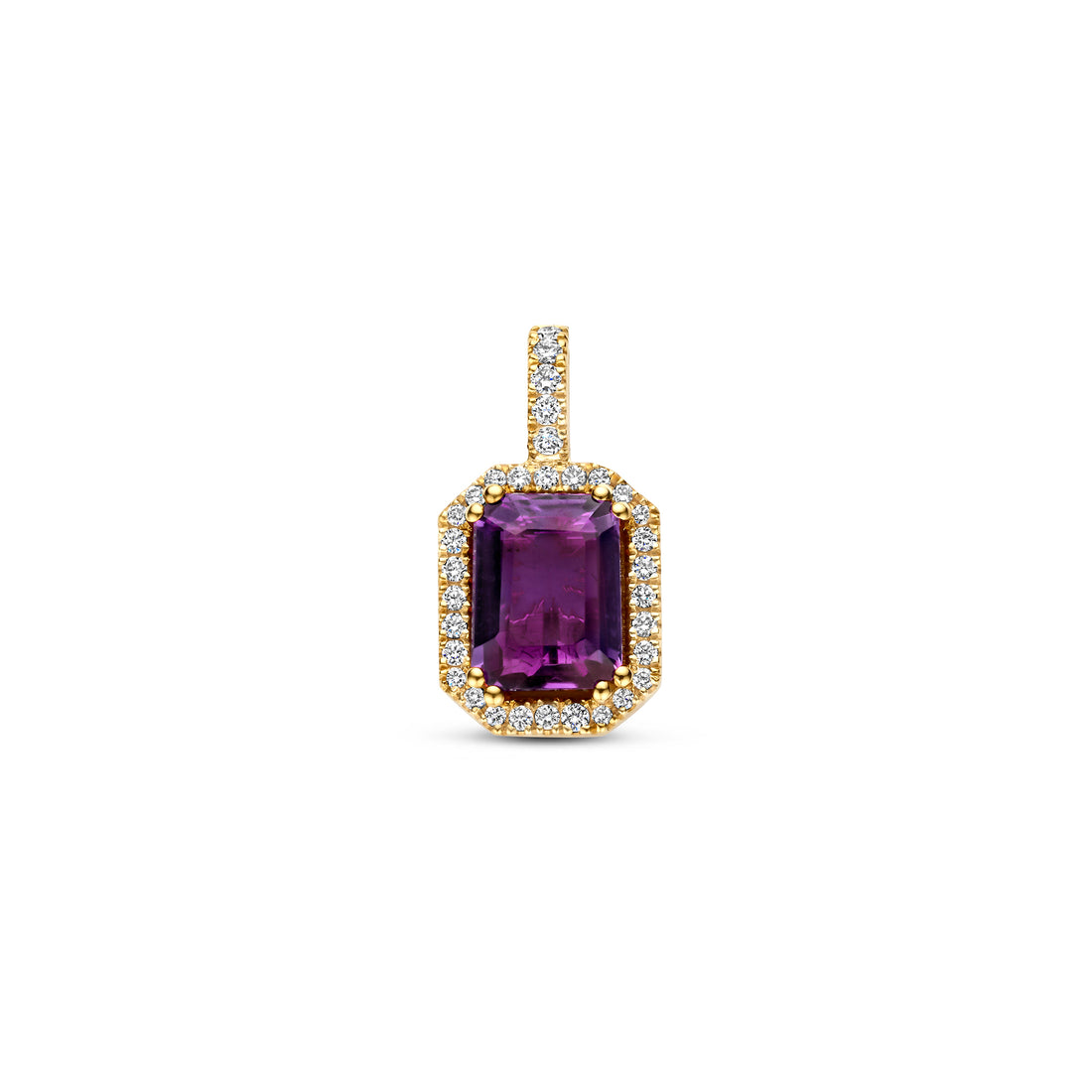 Mini Rosalie Charm with an Amethyst and surrounded by white diamonds