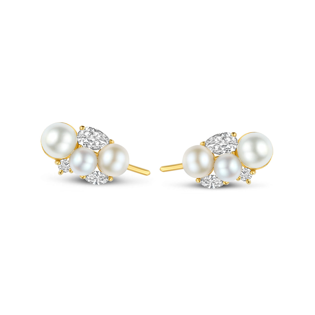 Pair of pearl and diamond earrings.