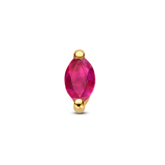 Ruby Ear Stud set in 18k yellow gold.