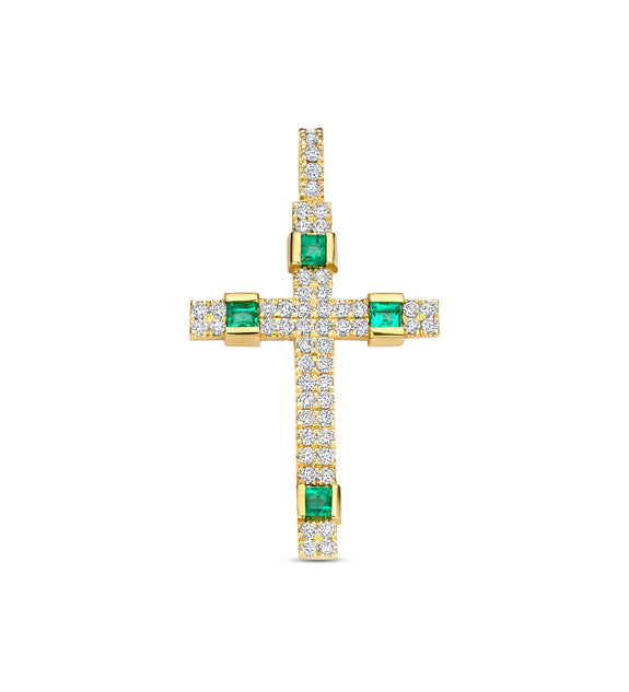 Art Deco Emerald Cross Charm