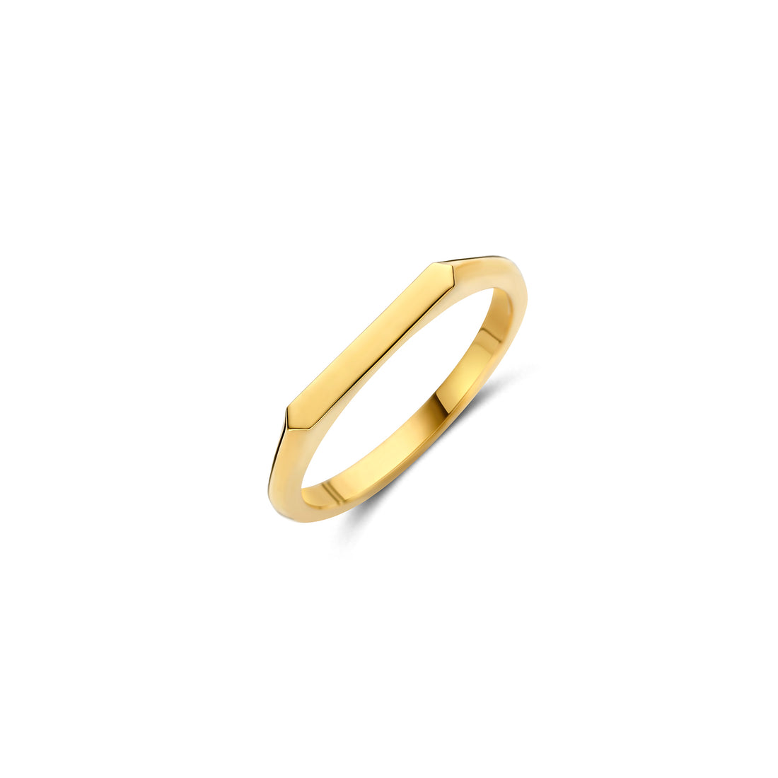 18k yellow gold ring with flat detail on top