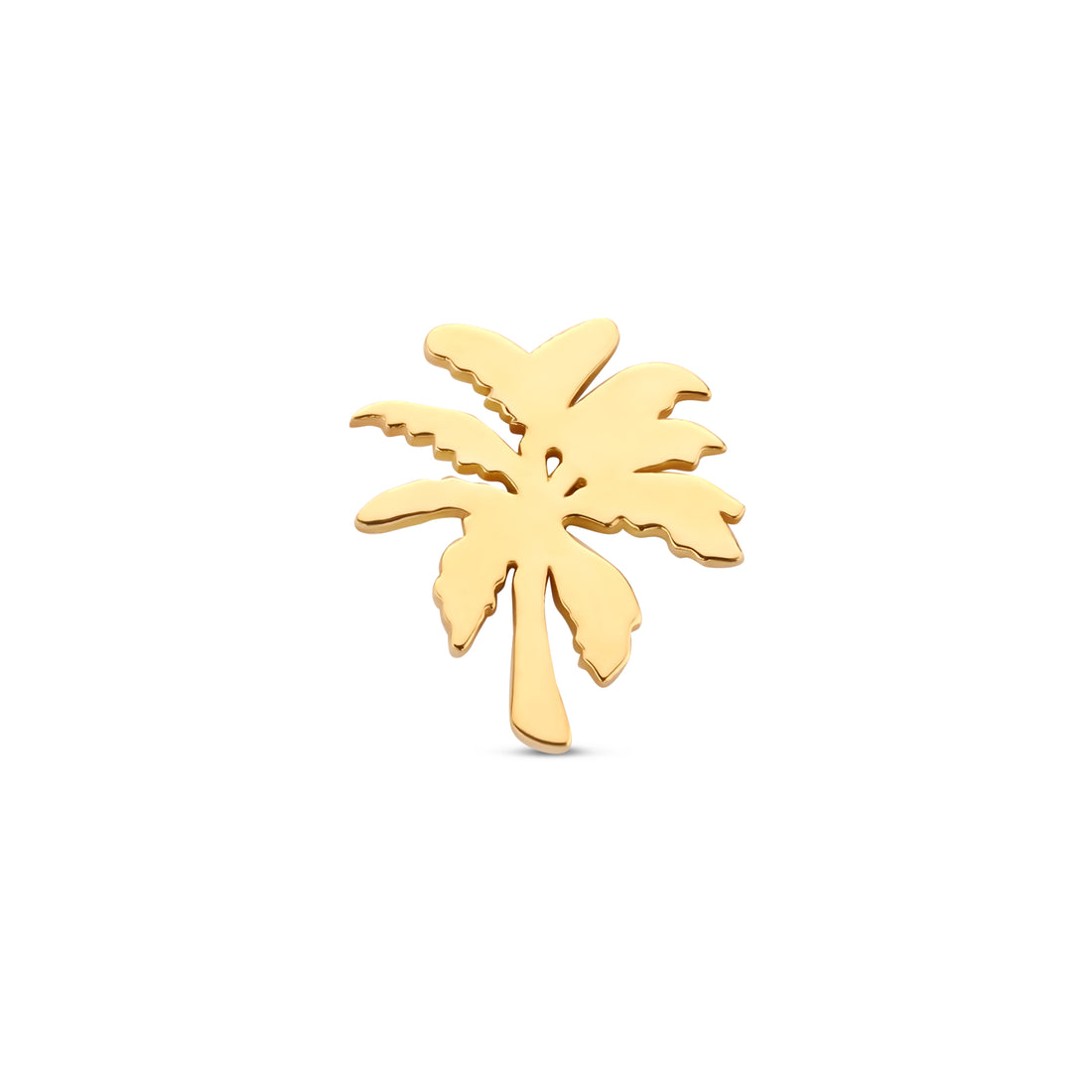 Gold palm tree-shaped earring on a white background