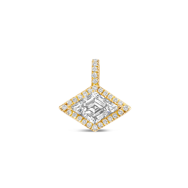 Lozenge white diamond surrounded by white little diamonds.