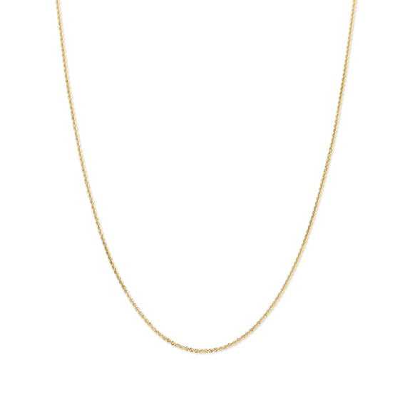 Gold chain necklace on a white background